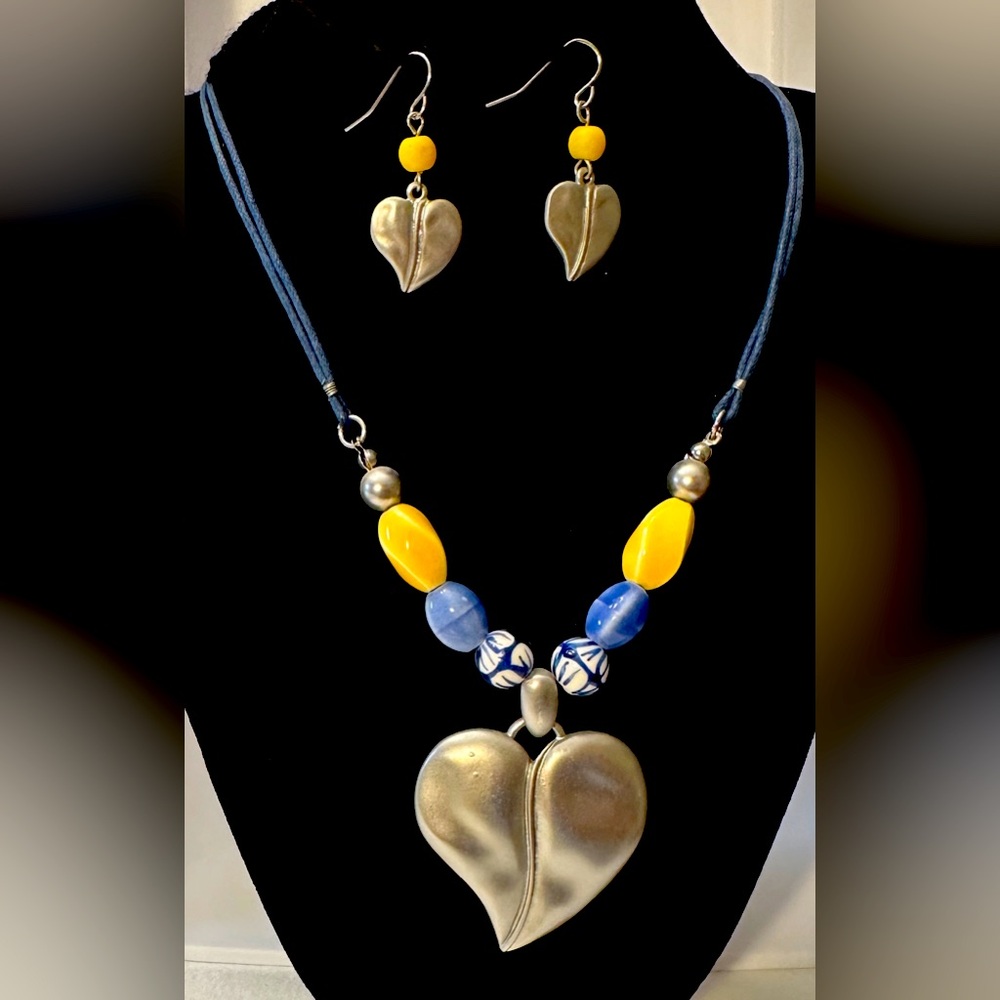 Heart Pendant Necklace with Matching Earrings- Christopher & Banks